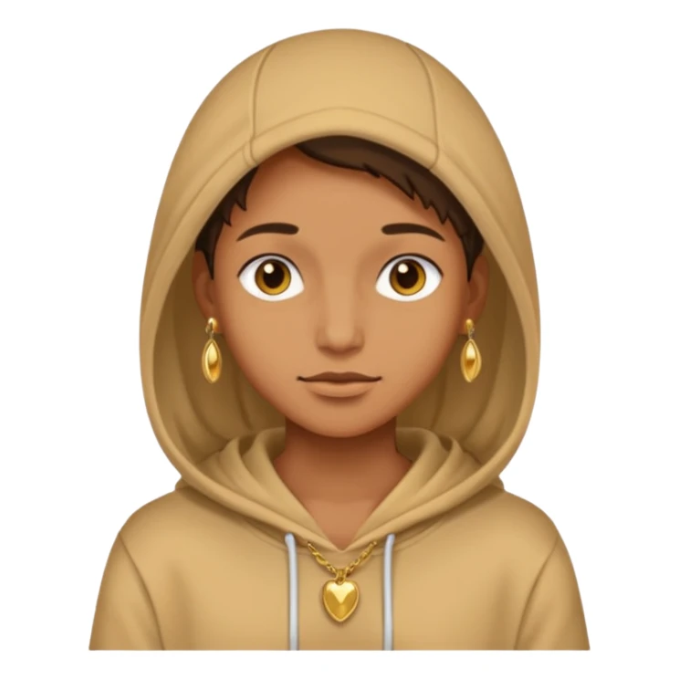 {
  "type": "human",
  "look": "tan hoodie, gold jewelry, neutral face"
} sticker