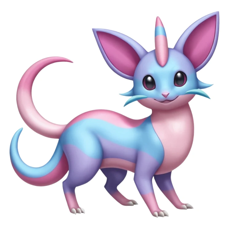 Pastel Colorful Glossy Smooth Soft Shiny Celestial Crescent Lunar Shiny Glossy Lumine Stellar Rattata-Cresselia-Milotic-Sylveon-Lunala-Noibat-Espeon-Purrloin-Fakemon-hybrid-creature (full body) sticker