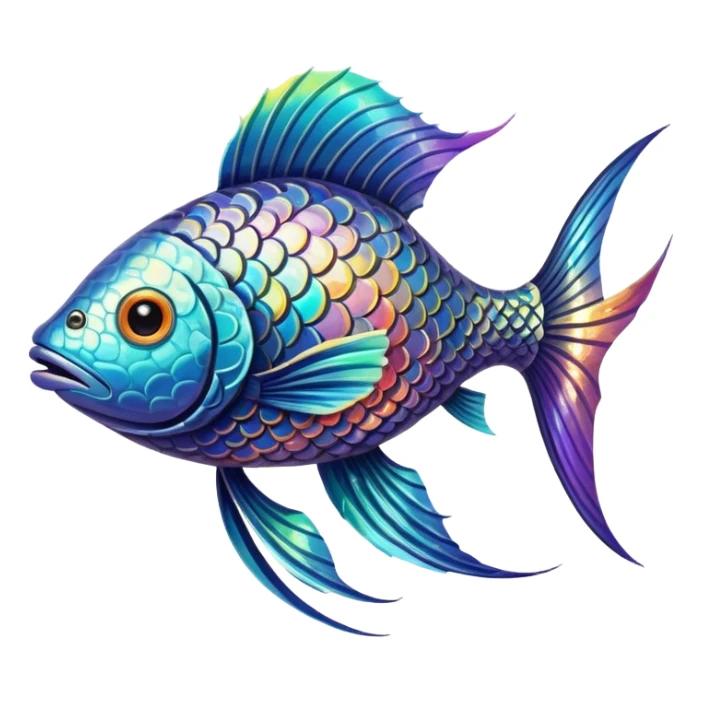 the flat side view of a divine fictional fish with a crazy design sticker