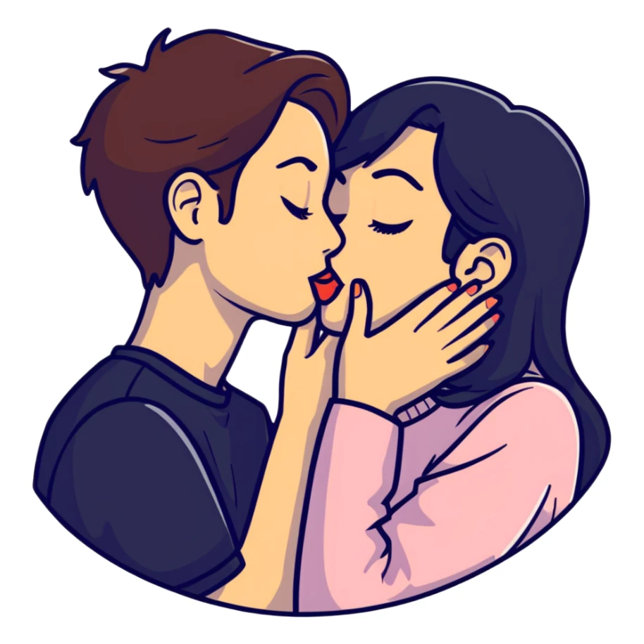 Girl kissing her boyfriend sticker