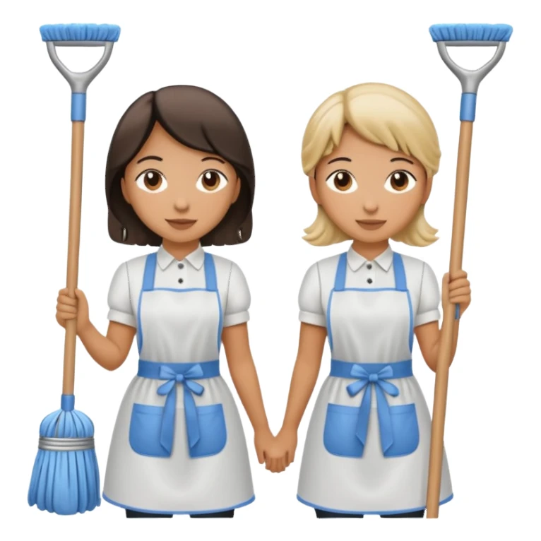 two maids are holding the mop sticker
