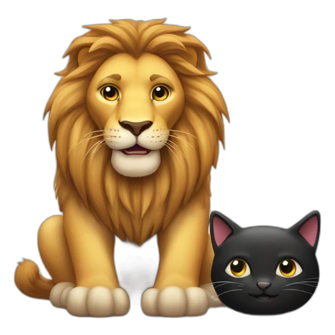 Big Lion and small black cat both happy sticker
