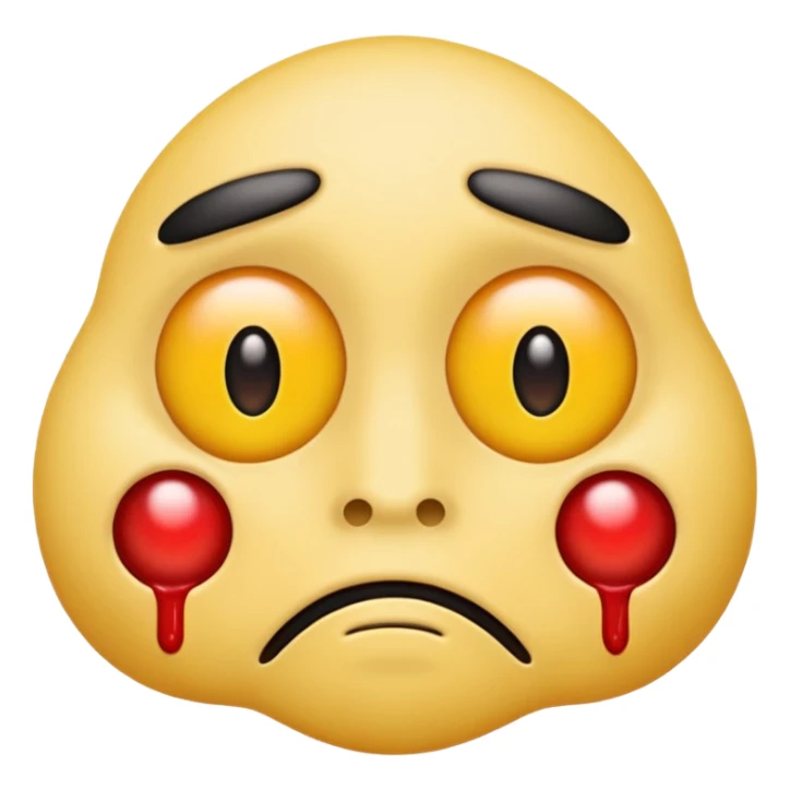 yellow emoji face with puffy bloodshot eyes, droopy eyelids sticker