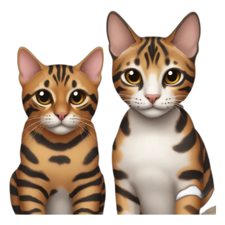 two-cats-bengal-and-small-cat-black-together sticker