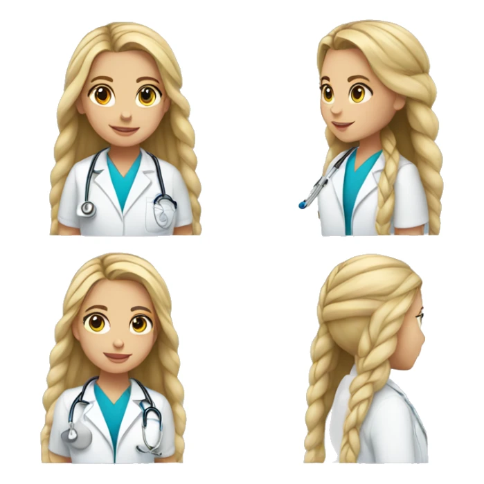 Girl being a doctor with long blonde braid and blue-grey eyes sticker
