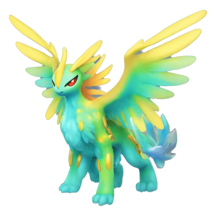 Celestial Colorful Vibrant Colors Flying Advanced Fakémon-Legendary-Pokémon-Creature Full Body sticker