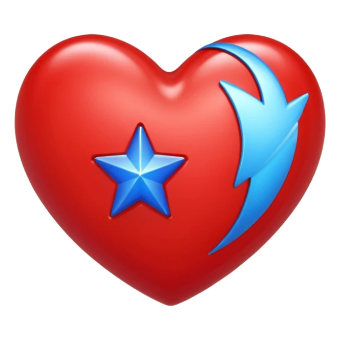 A shiny red heart with a blue star inside sticker