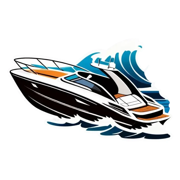 sport boat in waves sticker