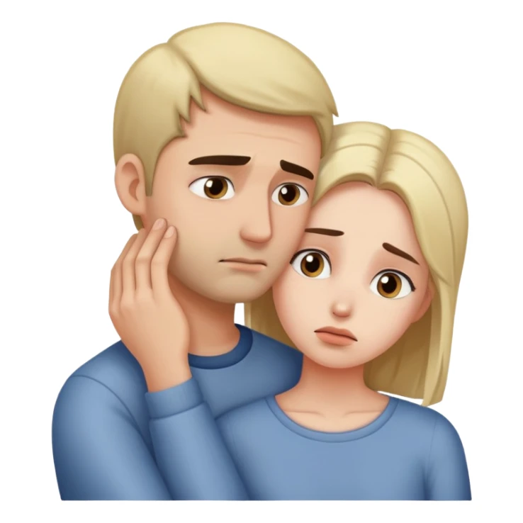 	“A woman gently strokes a sad man’s head to comfort him.” sticker
