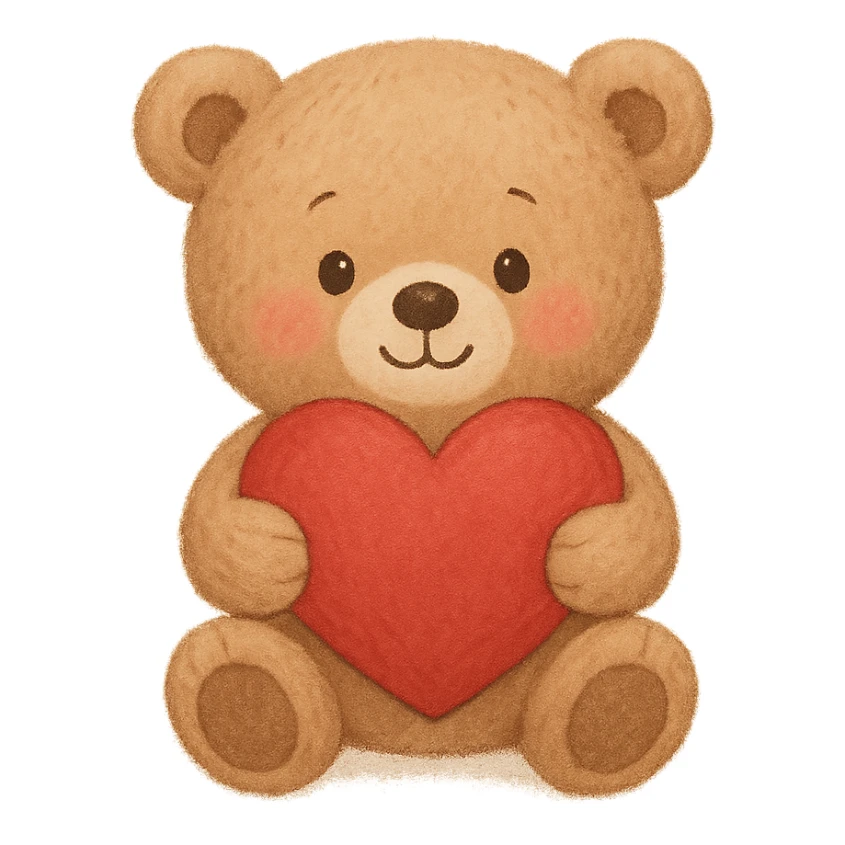 teddy bear holding a heart, no background sticker