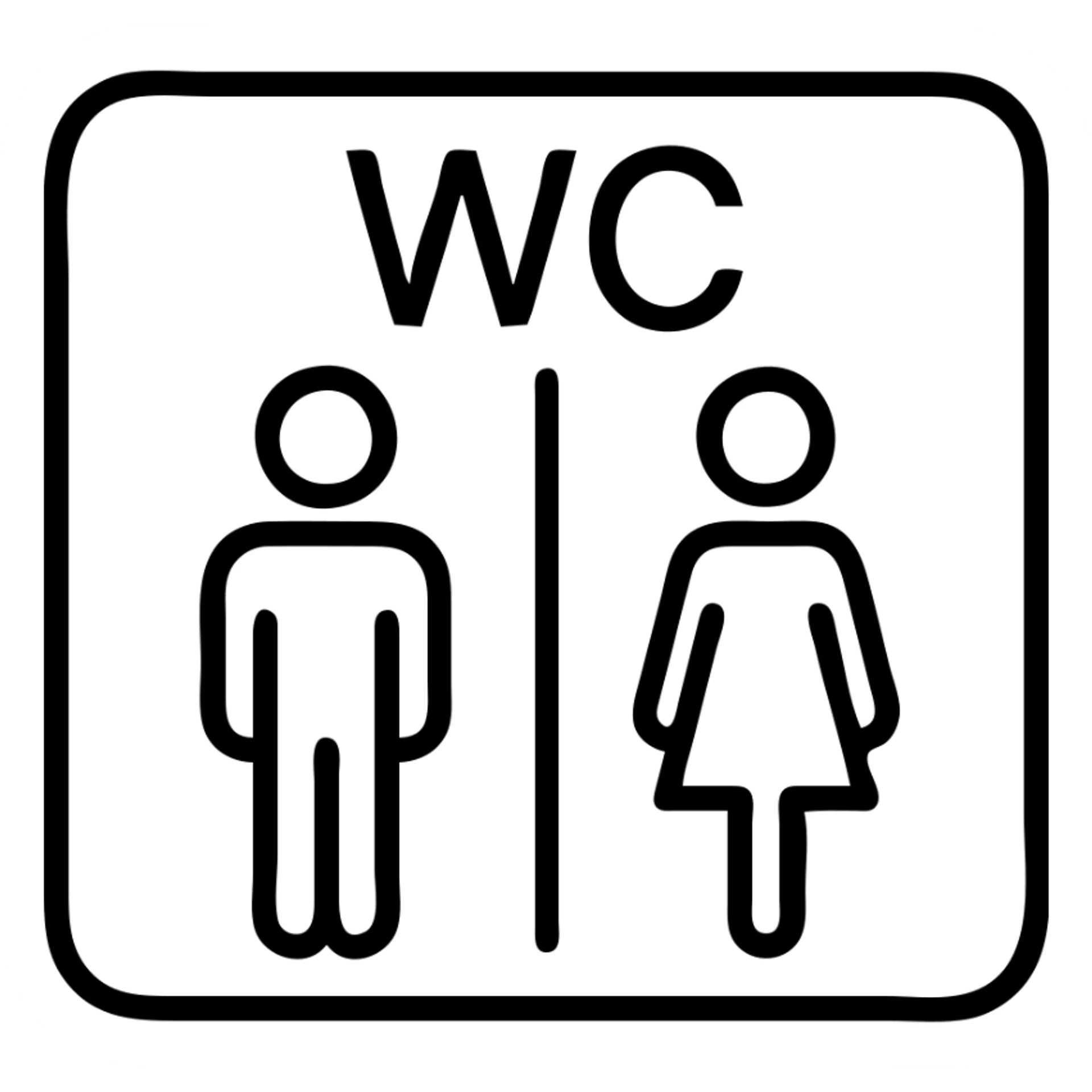 wc sign man & lady with "wc" written and with a box around it sticker