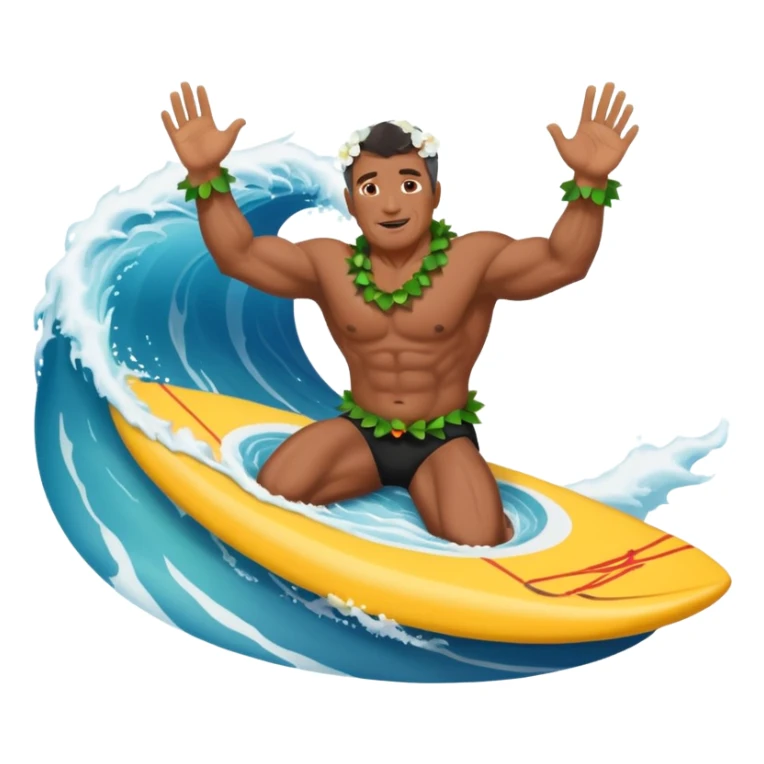 Dark muscular 50 year old man lei riding a big wave sticker