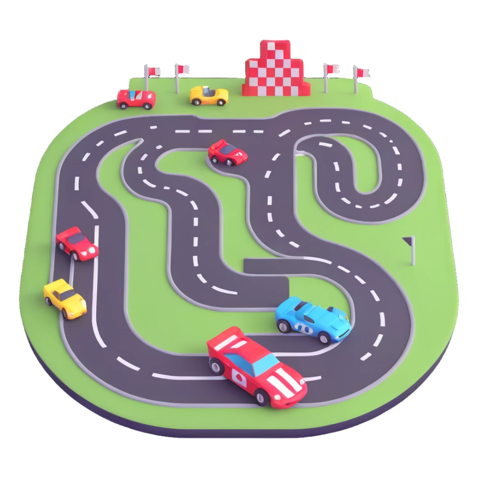 race track with racing cars sticker