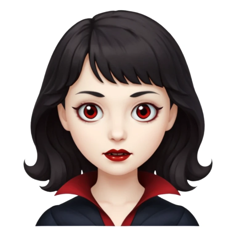 A vampire with big wavy dark hair and short bangs sticker