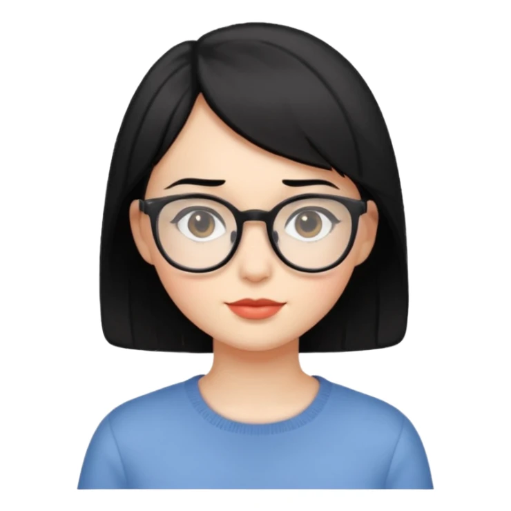 Chica cabello corto negro y lentes sticker