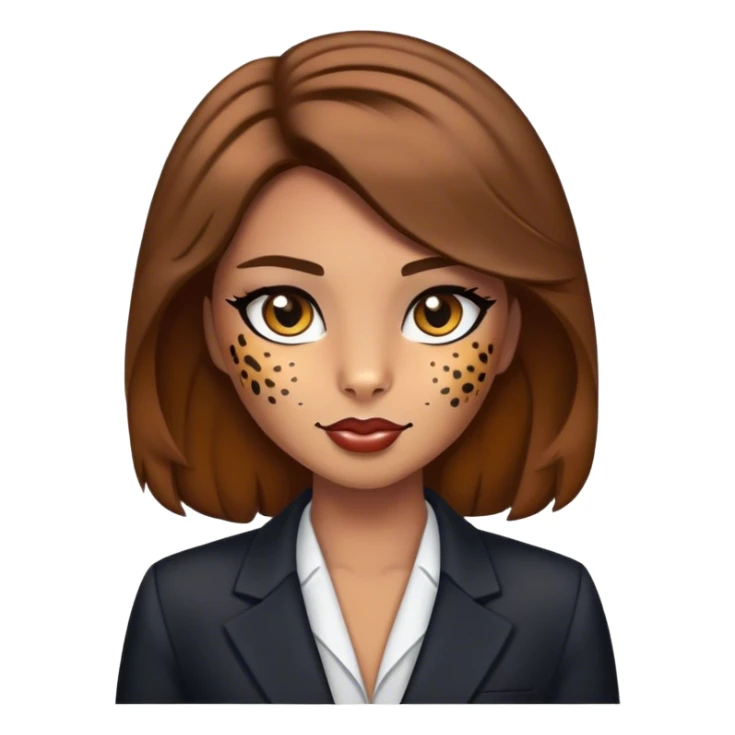 Female leopard with make up and blazer brown hair   sticker