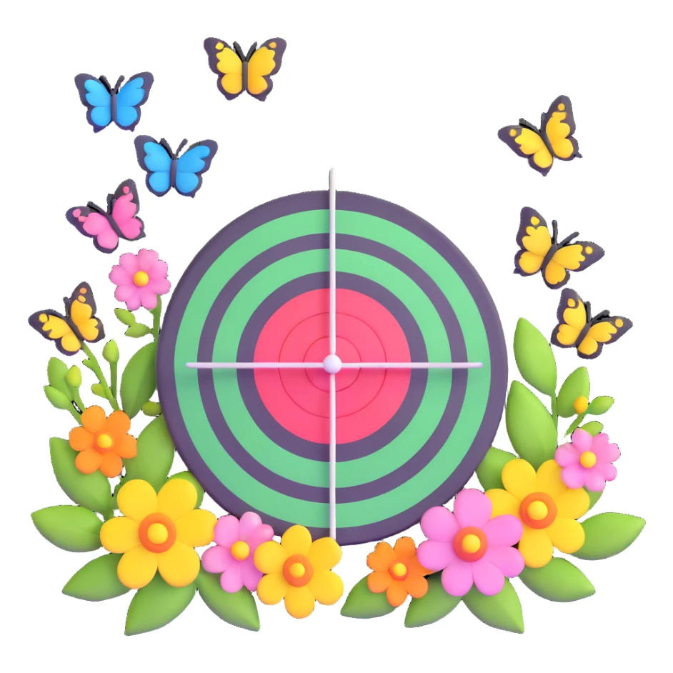 A target bullseye with butterflies and spring blossoms sticker