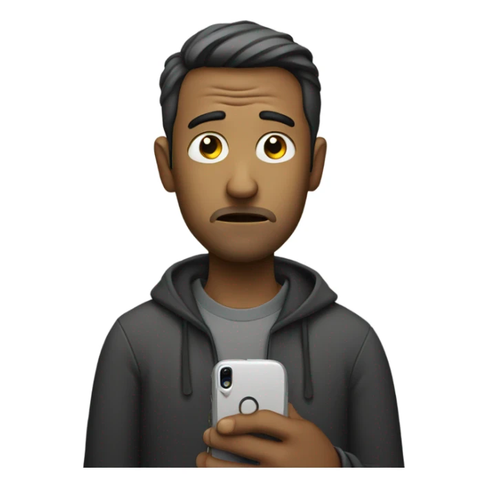 Sad man with phone in hand sticker