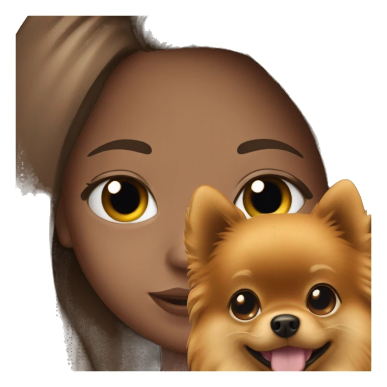 Young tanned girl with Pomeranian sticker