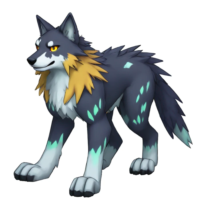  Cool Edgy Colorful Digimon-Fakemon-Wolf with edgy markings full body sticker