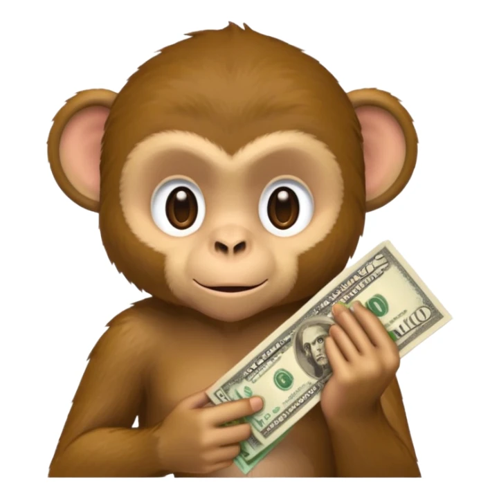 monkey holding money on sholdure sticker