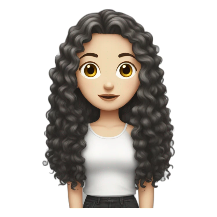 White girl with black frizzy long hair sticker