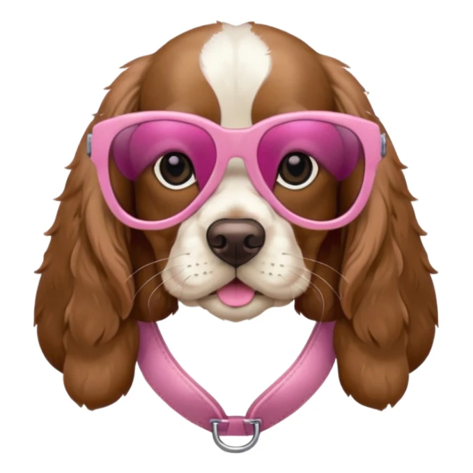 English cocker spaniel with pink sunglasses sticker