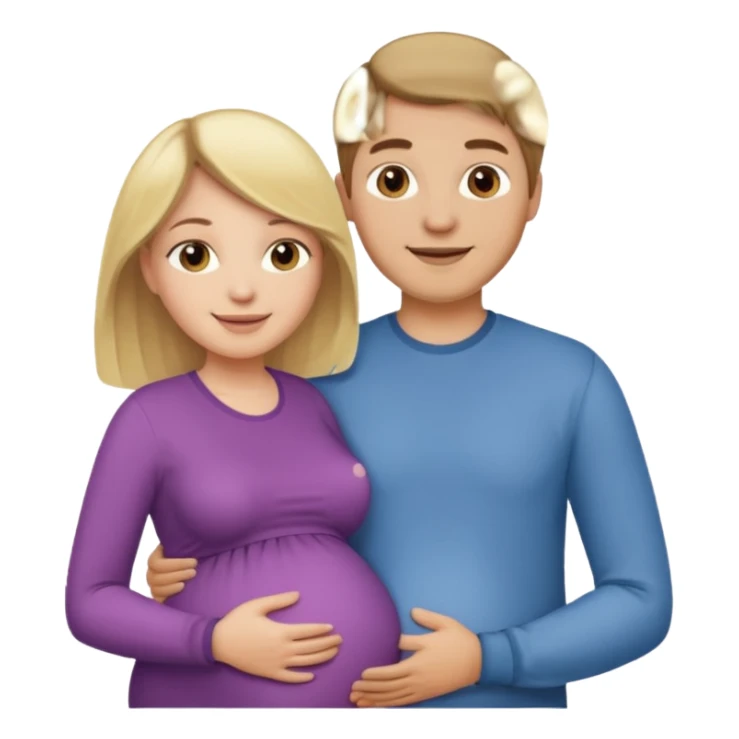 Pregnant blonde with brown haired husband sticker