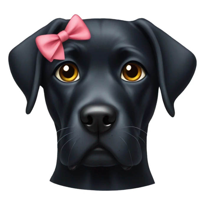 Black labrador with 2 bows on his ears sticker