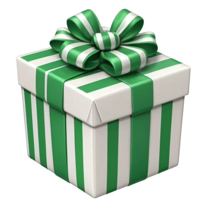 gift box with green and white stripes sticker