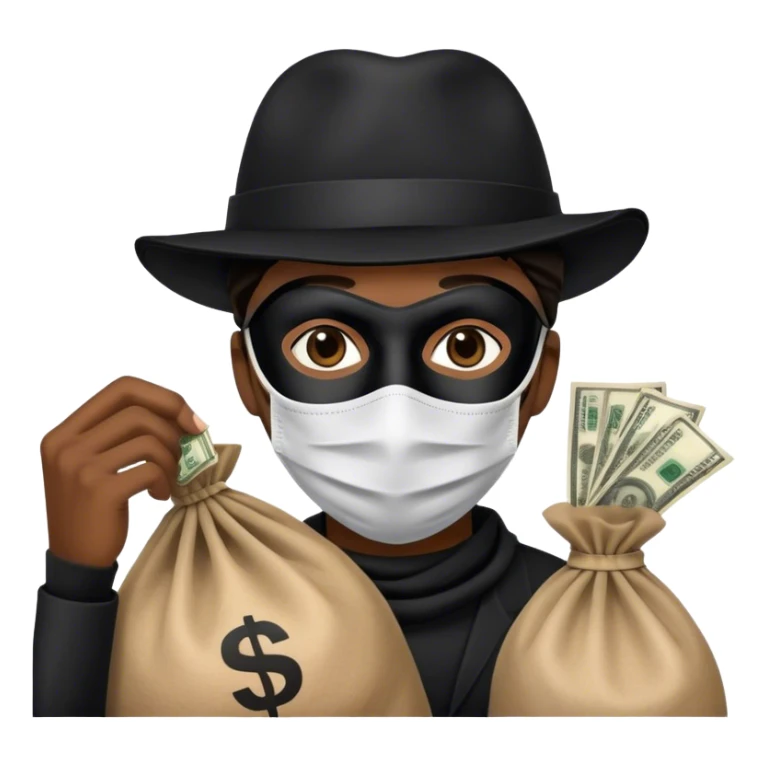 persona - con antifaz negro - gorro negro y bolsa de dinero  sticker