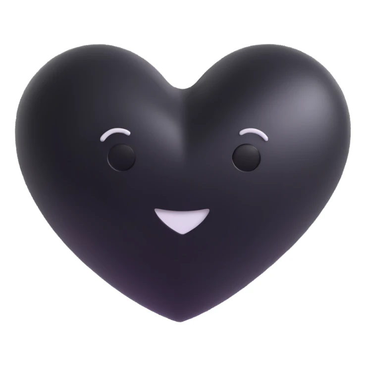 Glossy black and white heart, inspired by Chanel, elegant, 3D emoji style sticker