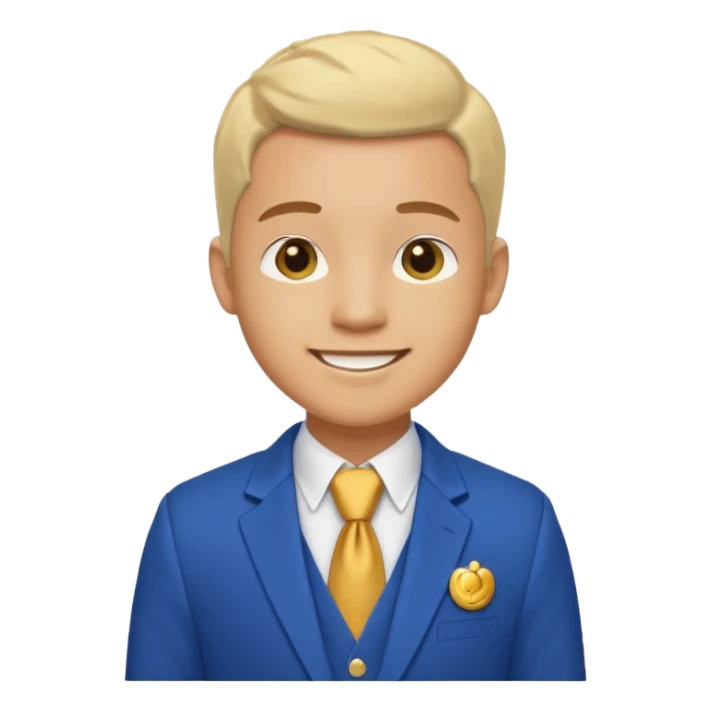 i need an image of a man named clyde who provides basic credit reports. wears a blue blazer with gold button and open necked white shirt  sticker