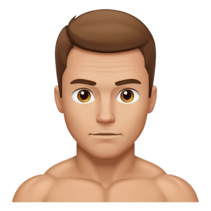 muscular white man with short brown cowlick hair sticker