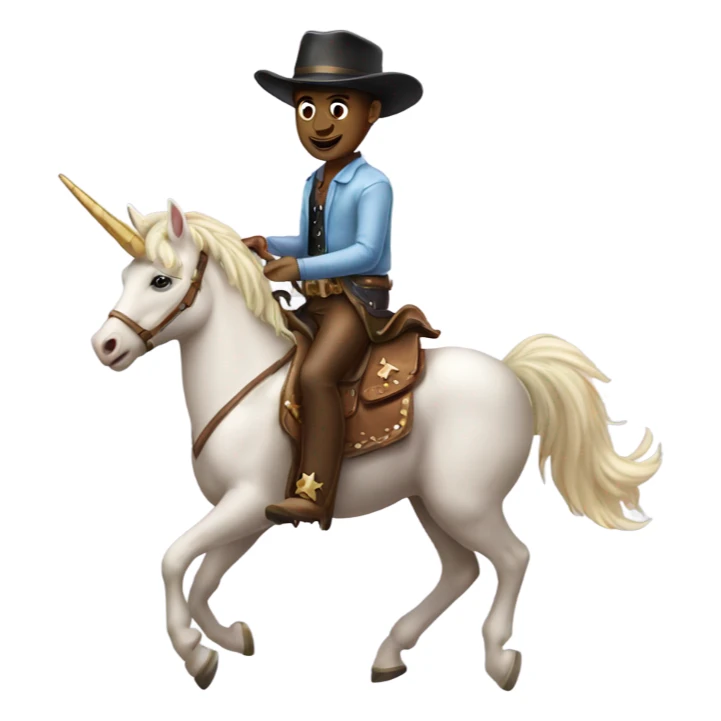 Cowboy riding a unicorn with a top hat sticker