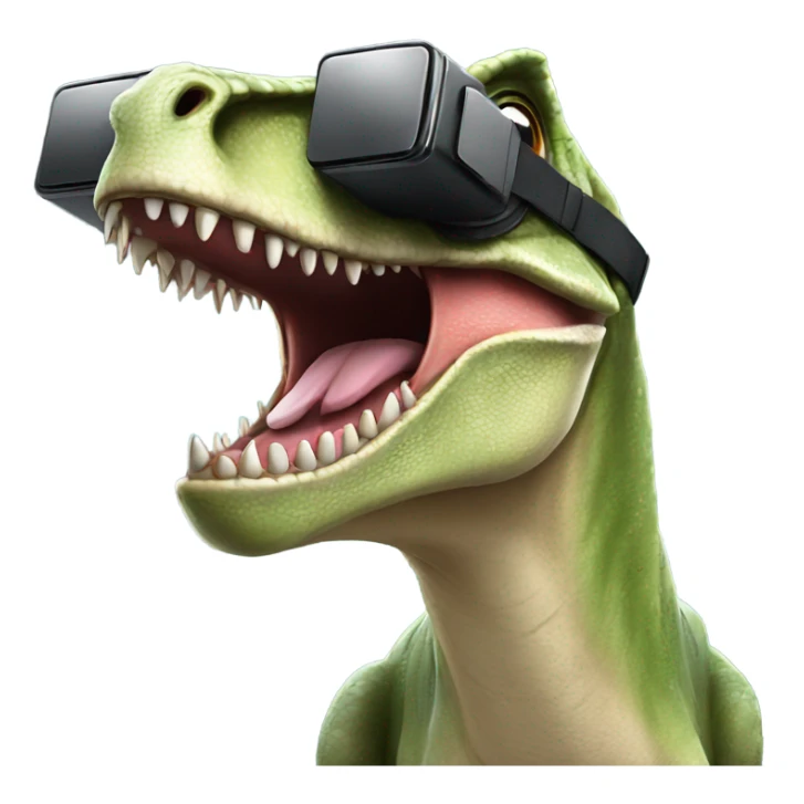dino wearing vr headset and smile sticker