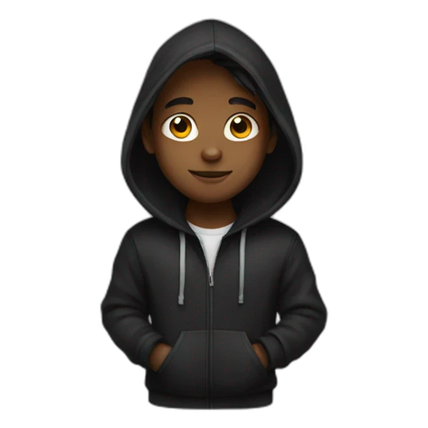 A boy with a black hoodie and long hair sticker