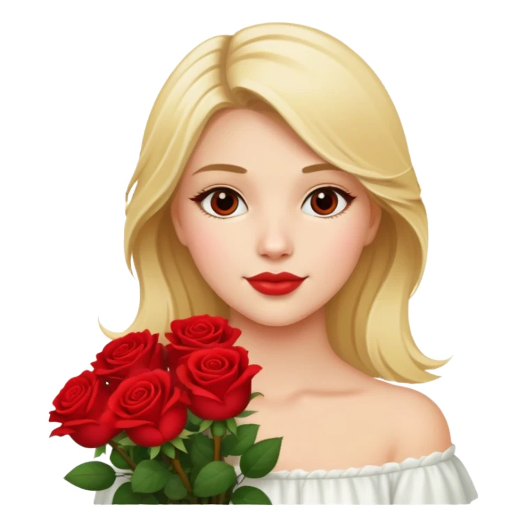 beautiful blonde girl with a bouquet of roses sticker