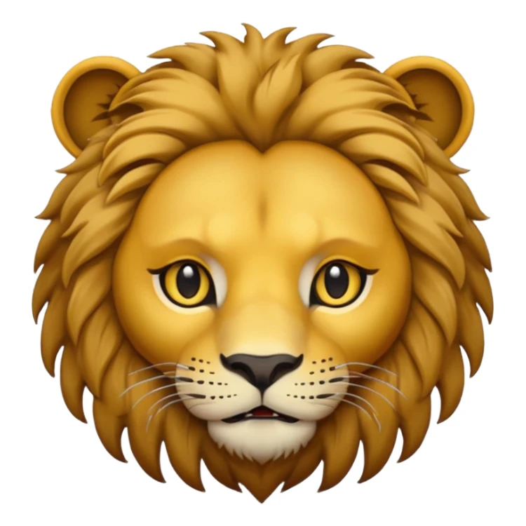 simple lion face emoji DOT eyes, only pupils,  solid black , no iris, no Sclera sticker