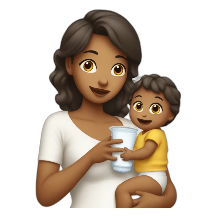 woman giving milk to a baby sticker