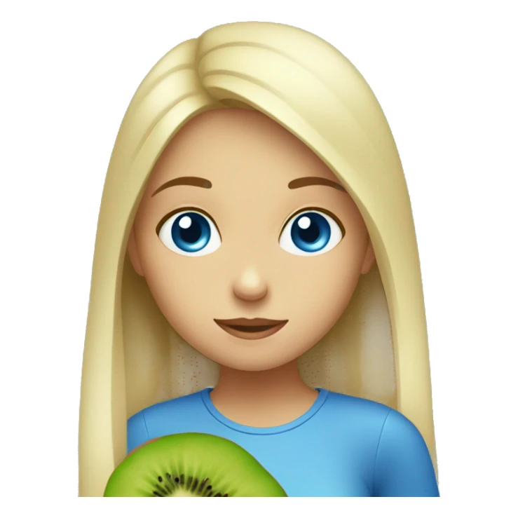 girl with blue eyes who is eating kiwi sticker
