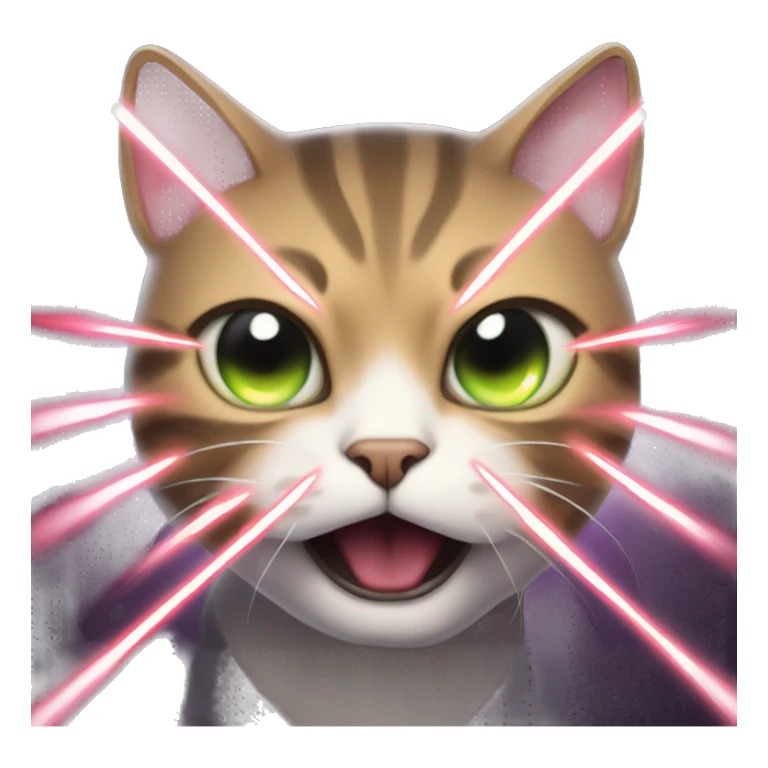 furious cat shooting deadly laser beams out of her face sticker
