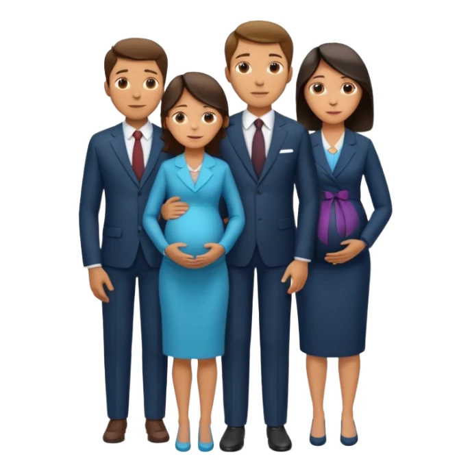 Ok keep this just change it a bit. Make them separate from each other so you know who who’s on the side and who’s on the dad side dad‘s family is standing next to him, wife family standing next to her. And T he wife is pregnant. sticker