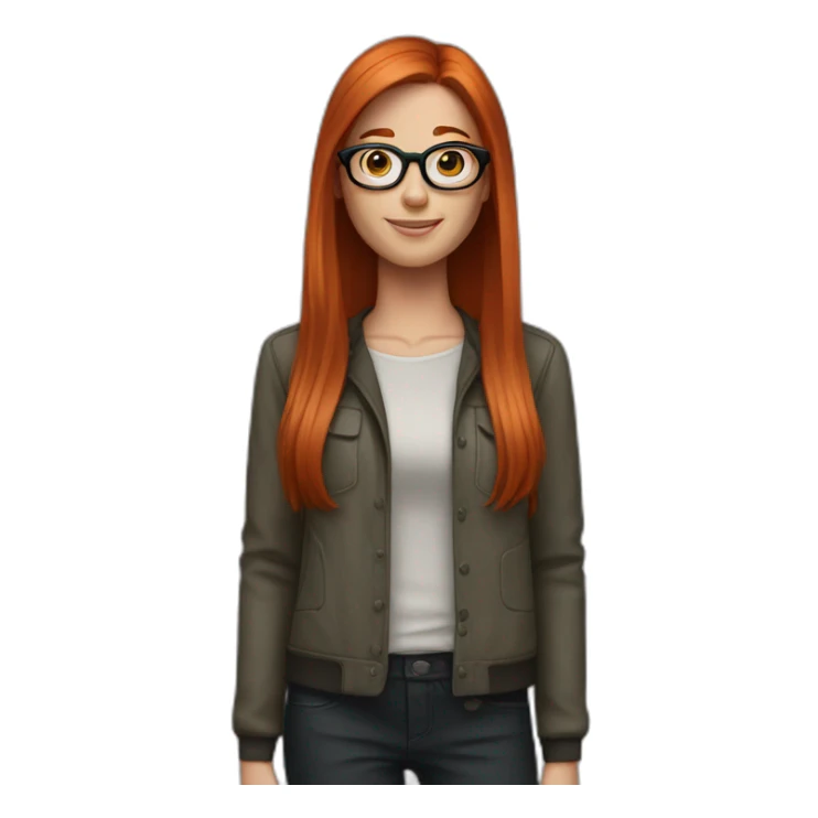 Redhead with freckles and straight hair and black glasses  sticker