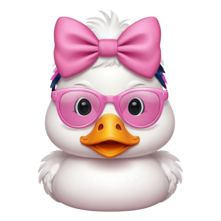 white duck with pink glasses and a pink bow sticker