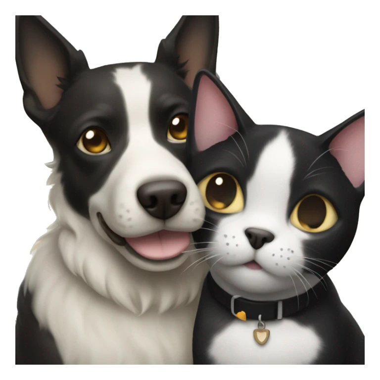 Light Dog and black cat  are friends  sticker