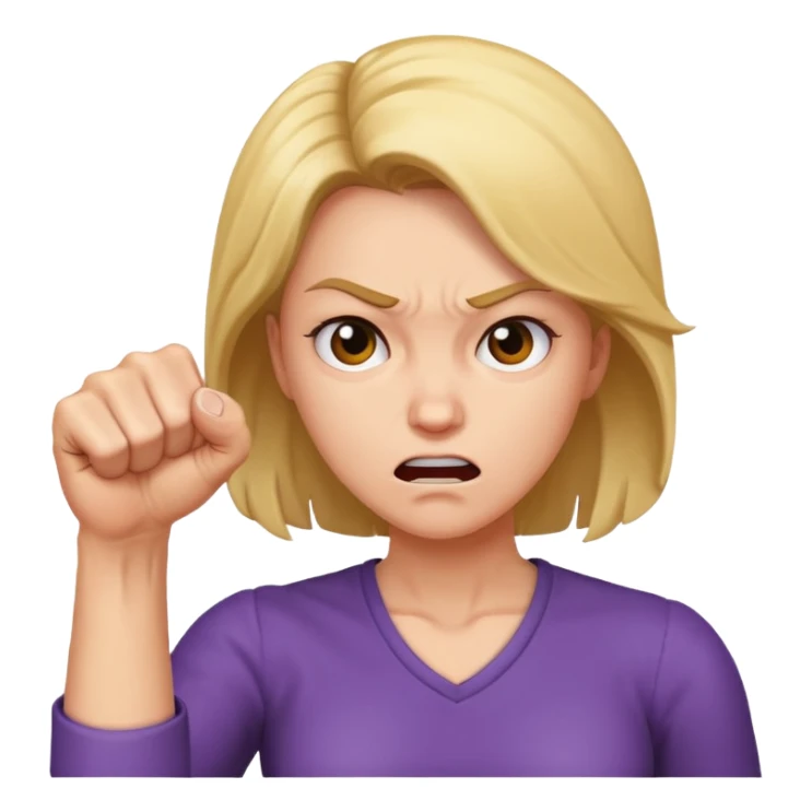 Mad woman showing her fist towards me  sticker