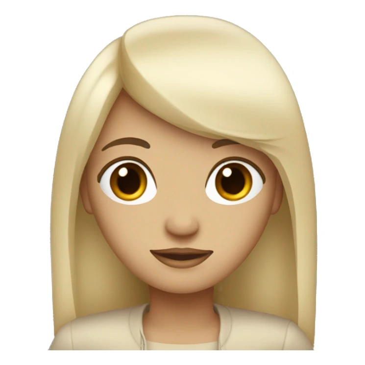 lady with long Black hair beige clothes and bangs sticker