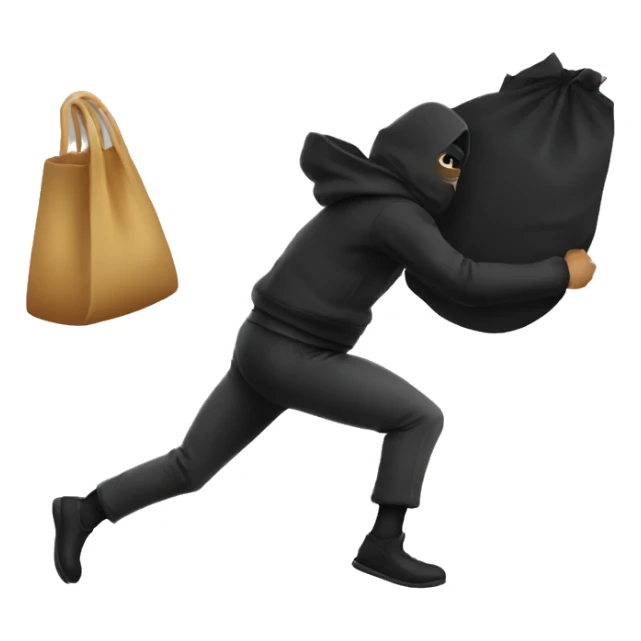 robber running to the left with a black bag sticker