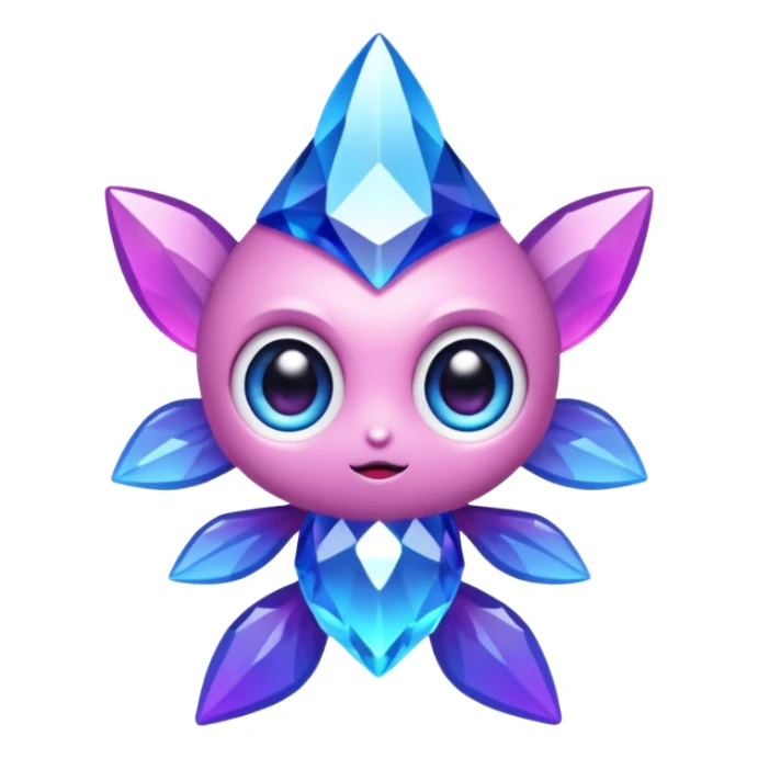 kawaii chibi style crystal sprite creature that is purple, blue, and pink  sticker